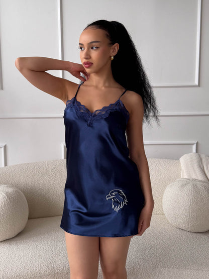 Navy Chemise with Eagle Embroidery - Flag & Lace
